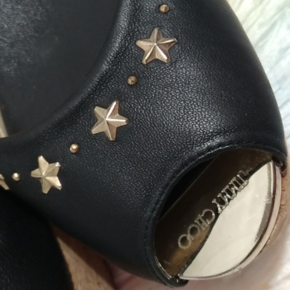 SALE! Authentic Jimmy Choo Star Studded Wedge Sandals Sz.7 or 37 Worn 1X - Picture 5 of 16
